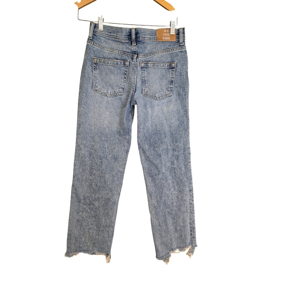We The Free Mid Rise Straight Leg Distressed Jeans Women Size 24 - Picture 3 of 11